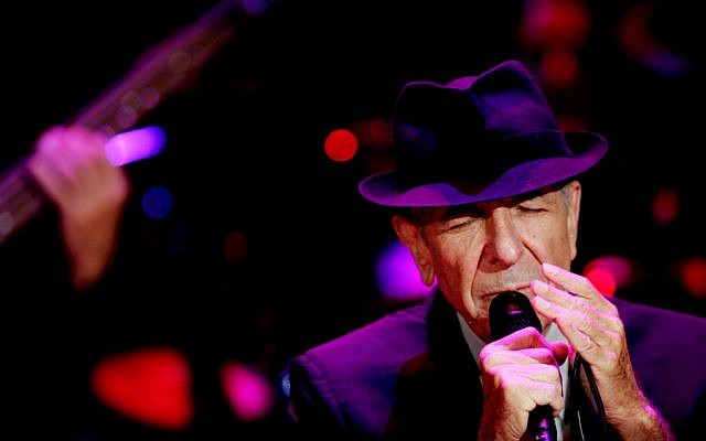 File: Singer Leonard Cohen during a concert in Ramat Gan on September 24, 2009 (Marko/Flash90)