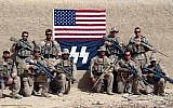Illustrative: A Marine scout sniper battalion posing with US and Nazi flags, September 2010 (AP Photo/ knightarmco.com)