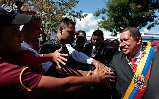 Venezuela's President Hugo Chavez greets supporters (photo credit: AP Photo/Miraflores Press Office) Venezuela's President Hugo Chavez greets supporters (photo credit: AP Photo/Miraflores Press Office)