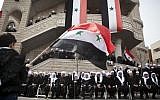A pro-Assad demonstration in Majdal Shams in the Golan Heights this month (photo credit: Matanya Tausig/Flash90)