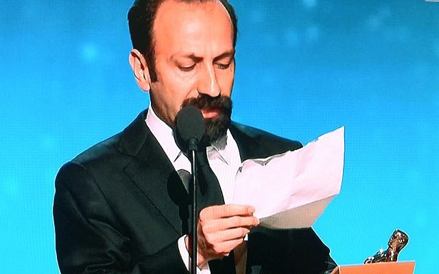 Asghar Farhadi reading his speech at the Academy Awards (Photo: TV screen capture)