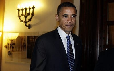 Barack Obama in Jerusalem, during his 2008 presidential campaign (photo credit: Daniel Bar On/POOL/Flash90)