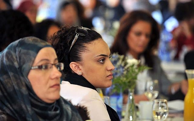 Arab and Jewish businesswomen at a Jasmine conference in 2011 (photo credit: David Katz/The Israel Project)