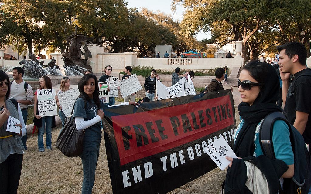 An anti-Israel demonstration at the University of Texas. (photo credit: CC-BY monad68, Flickr)