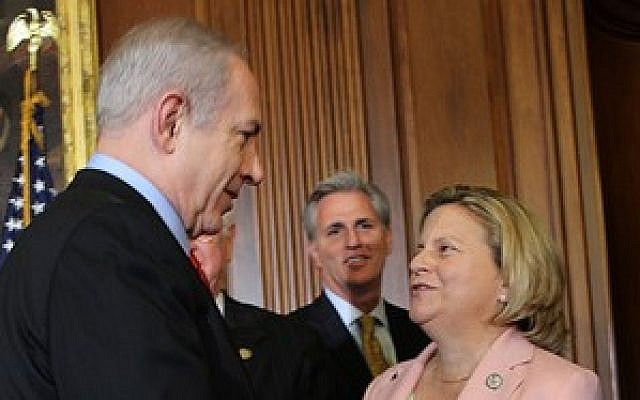 Prime Minister Benjamin Netanyahu greets Rep. Ileana Ros-Lehtinen (R-FL) in March 2012. (photo credit: Courtesy House Foreign Affairs Committee) Prime Minister Benjamin Netanyahu greets Rep. Ileana Ros-Lehtinen (R-FL) in March 2012. (photo credit: Courtesy House Foreign Affairs Committee)