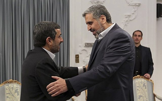 Ramadan Abdullah Shalah (right), head of Palestinian Islamic Jihad, meets with former Iranian President Mahmoud Ahmadinejad in Tehran, February 2007 (AP/ Ebrahim Seyyedi Office of the Iranian President) Ramadan Abdullah Shalah (right), head of Palestinian Islamic Jihad, meets with former Iranian President Mahmoud Ahmadinejad in Tehran, February 2007 (AP/ Ebrahim Seyyedi Office of the Iranian President)