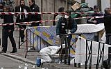 Police officers outside the Toulouse school in March 2012 (photo credit: AP/Bruno Martin)