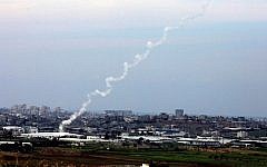 Illustrative photo of rocket fire from the Gaza Strip (photo credit: Edi Israel/Flash90/File)
