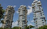 Akirov Towers in North Tel Aviv. The towers are located in an exclusive region in North Tel-Aviv and are known for being Defense Minister Ehud Barak's Tel Aviv home. (photo credit: Gili Yaari/Flash 90)