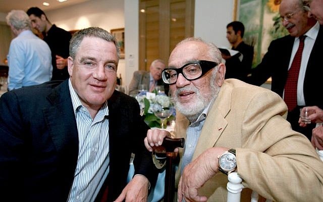 Idan Ofer with his late father Sammy Ofer. (Moshe Shai/Flash90)