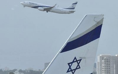 El Al plane at Ben-Gurion Airport 2012 (Serge Attal/Flash90)