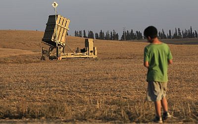 An Iron Dome launcher deployed next to Ashkelon (photo credit: Tsafrir Abayov/Flash90 )