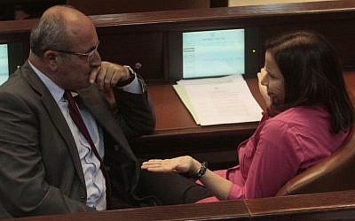 Daniel Ben Simon, pictured in the Knesset with Labor party leader Shelly Yachimovich. (photo credit Uri Lenz/Flash 90)
