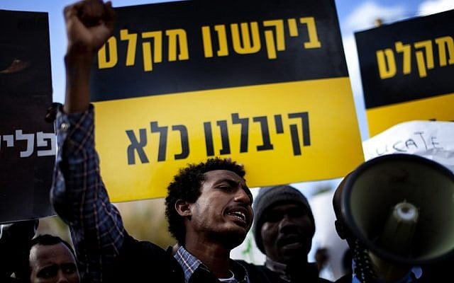 A demonstration in Tel Aviv against planned deportations to South Sudan (photo credit: Dima Vazinovich/Flash90) A demonstration in Tel Aviv against planned deportations to South Sudan (photo credit: Dima Vazinovich/Flash90)