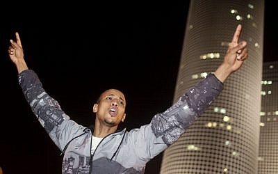 An Ethiopian Israeli demonstrator at a protest against discrimination (photo credit: Matanya Tausig/Flash90)
