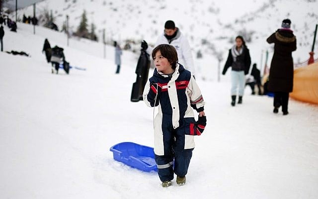 Sledding at the Mount Hermon ski resort (photo credit: Dima Vazinovich/Flash90)