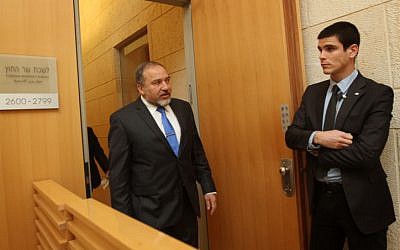 Avigdor Liberman at the Foreign Ministry (photo credit: Miriam Alster/Flash90)