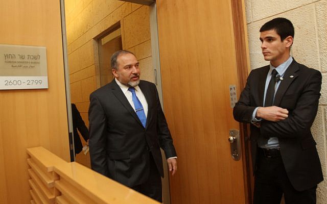Avigdor Liberman at the Foreign Ministry (photo credit: Miriam Alster/Flash90)