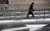 Snow causes dangerous road conditions in Jerusalem on Friday (photo credit: Nati Shohat/Flash90)