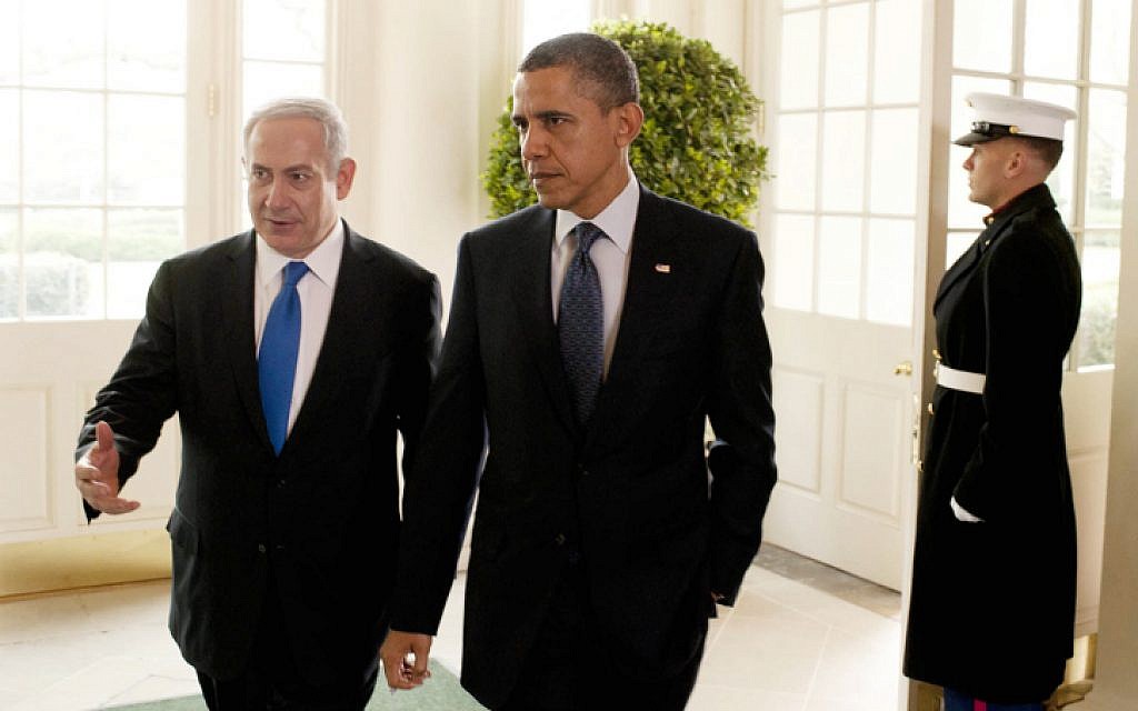 Prime Minister Benjamin Netanyahu with US President Barack Obama in the White House (photo credit: Amos Ben Gershom/GPO/FLASH90)