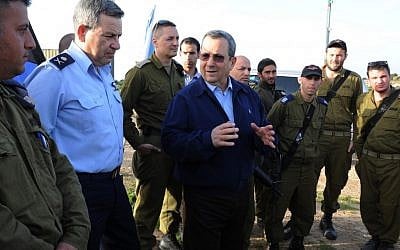Defence Minister Ehud Barak visits the Iron Dome anti-rocket defence system in Southern Israel on Saturday, March 10. The missile defense system intercepted more than two dozen rockets launched from Gaza at Israel's southern cities in the previous 24 hours. (photo credit: Ministry of Defence/Flash90)