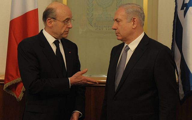 Prime Minister Benjamin Netanyahu meets with French Foreign Minister Alain Juppe in Jerusalem (photo credit: Amos Ben Gershom/GPO/Flash90) Prime Minister Benjamin Netanyahu meets with French Foreign Minister Alain Juppe in Jerusalem (photo credit: Amos Ben Gershom/GPO/Flash90)