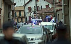 French police secure the area where they exchanged fire and were negotiating with the Toulouse shooting suspect (photo credit: AP/Bruno Martin)
