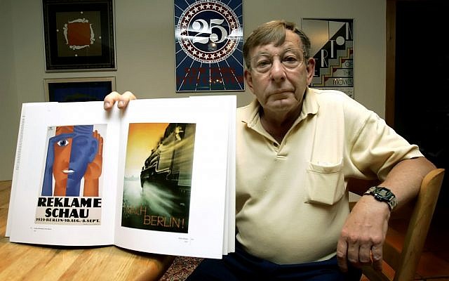 Peter Sachs holds up a book with some of his father, Hans Sachs', favorite posters. (photo credit: AP/Chris O'Meara) Peter Sachs holds up a book with some of his father, Hans Sachs', favorite posters. (photo credit: AP/Chris O'Meara)