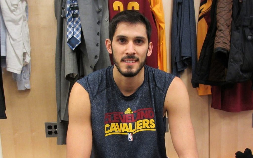 Double chai. Omri Casspi in the locker room before Wednesday's game. (Photo credit: Howard Blas, Times of Israel) Double chai. Omri Casspi in the locker room before Wednesday's game. (Photo credit: Howard Blas, Times of Israel)
