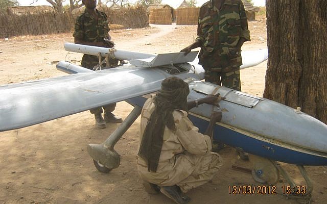 A government drone captured by Sudanese rebels was reportedly manufactured in Iran (photo credit: Courtesy)