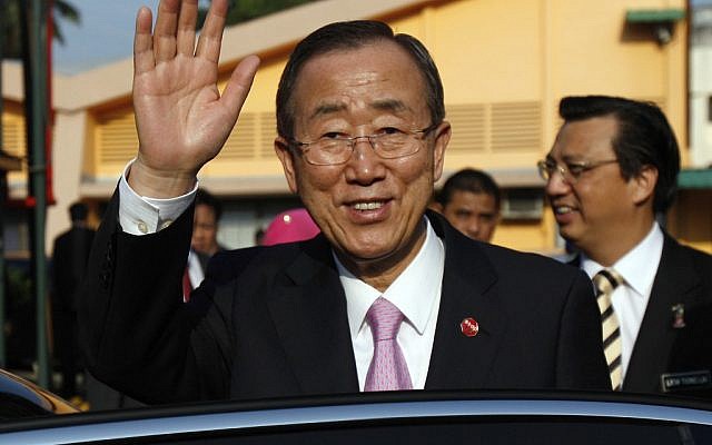 U.N. Secretary-General Ban Ki urged a cease-fire in Syria (photo credit:AP/Lai Seng Sin)