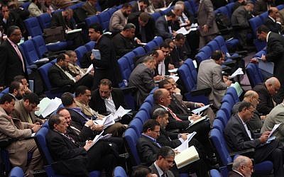 Egypt's parliament in session. (photo credit: AP/Ahmed Gomaa)