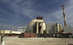 Illustrative: The existing nuclear facility in Bushehr province, Iran (photo credit: AP/Mehr News Agency/Majid Asgaripour/File)