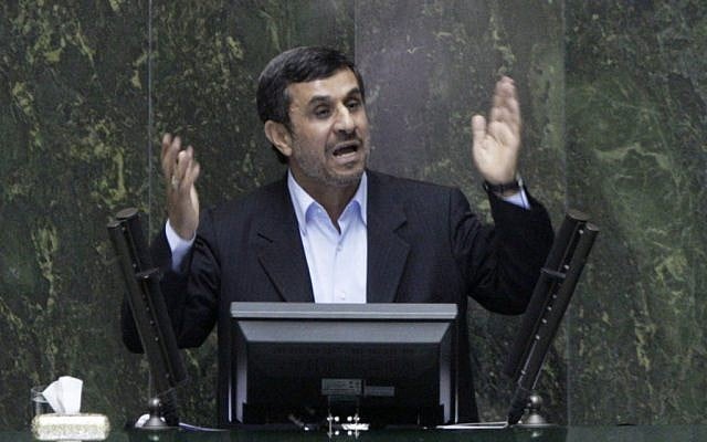 Iranian President Mahmoud Ahmadinejad (photo credit: Vahid Salemi/AP)