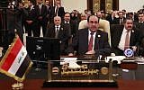 Iraqi prime minister Nuri Al-Maliki at the Baghdad Summit on Thursday (photo credit: AP/Karim Kadim)