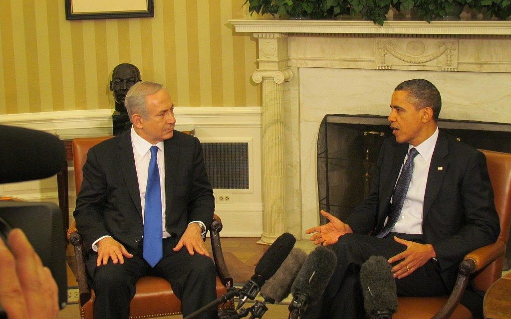Barack Obama and Benjamin Netanyahu Monday (photo credit: Ron Kampeas/JTA)