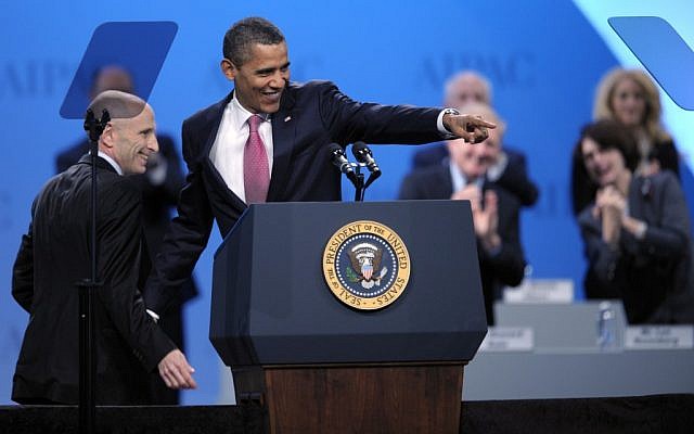 US President Barack Obama at the 2012 AIPAC conference in Washington, DC (AP/Cliff Owen)