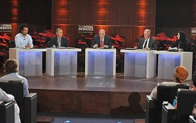 Professor Ohad Birk (second from left) at 'The Doha Debates' (photo credit: Courtesy)