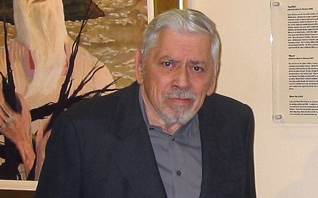 Robert B. Sherman at the Western Marble Arch Synagogue in London in 2004, dedicating his painting 'Sacrifice'. (photo credit: courtesy) Robert B. Sherman at the Western Marble Arch Synagogue in London in 2004, dedicating his painting 'Sacrifice'. (photo credit: courtesy)