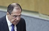 Russian Foreign Minister Sergey Lavrov (photo credit: Misha Japaridze/AP)