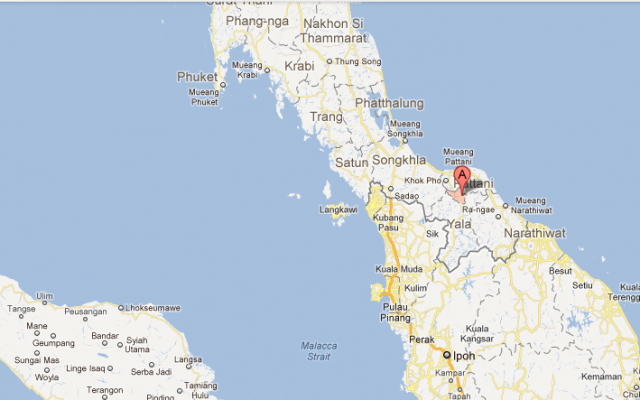 Map of Yala City, Thailand (photo credit: google maps)