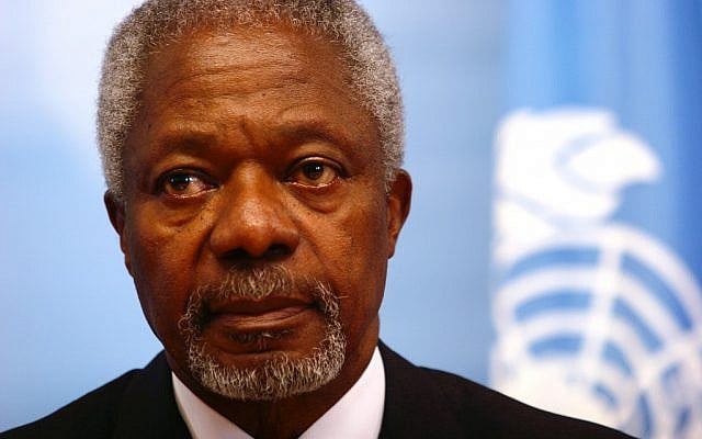 United Nations and Arab League envoy to Syria Kofi Annan (photo credit: Orel Cohen/Flash90)