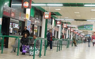 The departures platform at the Tel Aviv bus station (photo credit: Gili Yaari/Flash90)