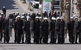 Palestinian riot police deployed in the West Bank city of Ramallah in 2011. (photo credit:Issam Rimawi/Flash90)