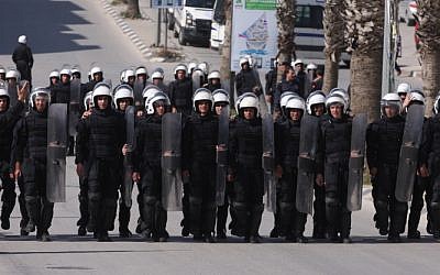 Palestinian riot police deployed in the West Bank city of Ramallah in 2011. (photo credit:Issam Rimawi/Flash90)