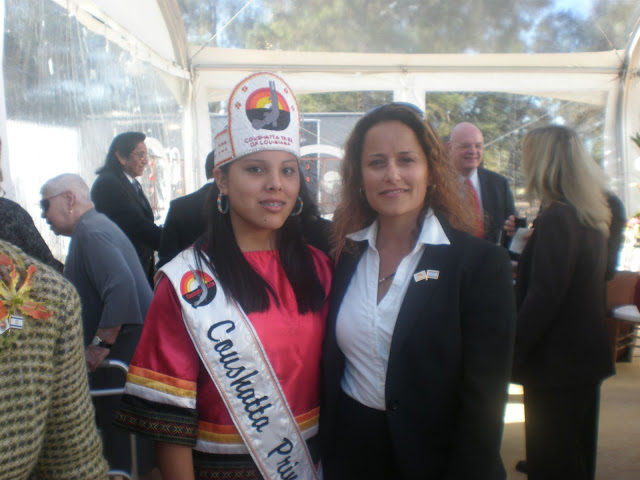 A Native American beauty queen poses with a member of the Israeli delegation. (Photo credit: Courtesy) A Native American beauty queen poses with a member of the Israeli delegation. (Photo credit: Courtesy)