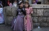 Girls in Purim costume (photo credit: Kobi Gideon/Flash90)