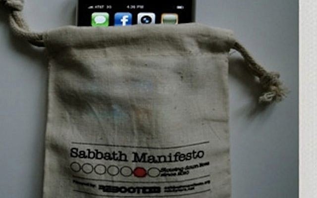 The 'Unplugged Bag' distributed by Reboot to encourage tuning out the Internet (Photo credit: Courtesy)