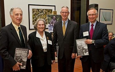 Prof. Ruth Arnon, president of the Israel Academy of Sciences and Humanities, with members of the US National Academy of Sciences (photo credit: Courtesy)