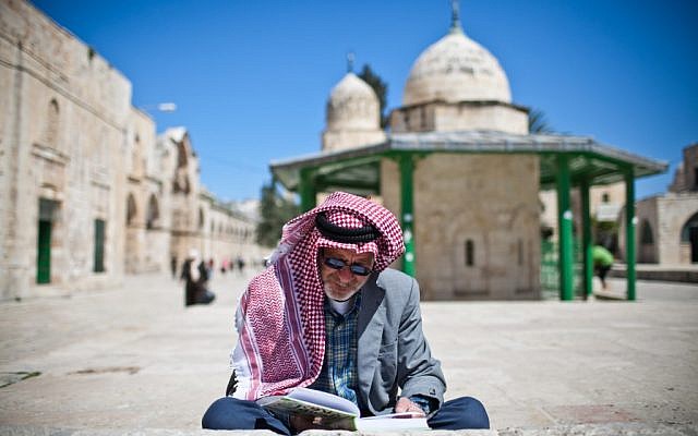 A Muslim worshiper on Jerusalem's Temple Mount (photo credit: Noam Moskowitz/Flash90)